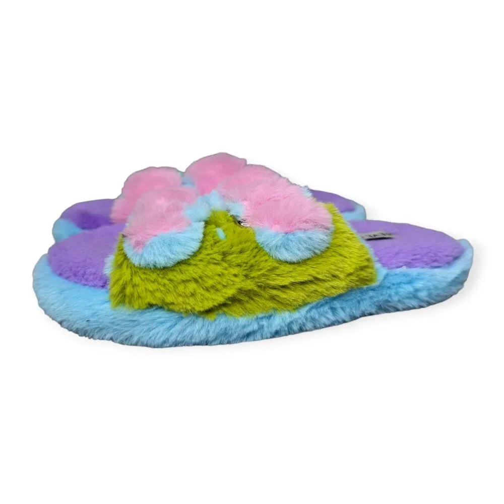 Steve Madden Kids Jaround Multi Colored Double Buckle Plush Slipper Size Small